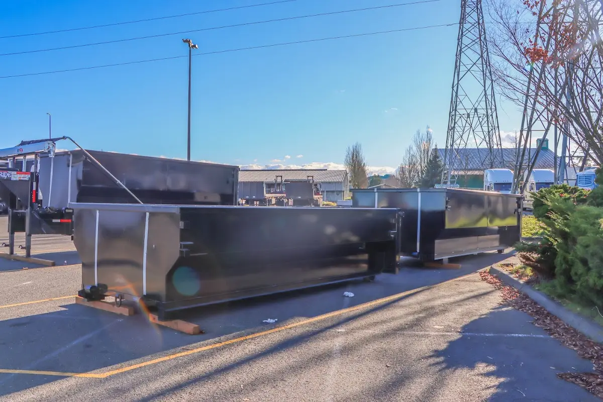 Roll-off dumpster ready for waste disposal at job site for Cleanout Dumpster Rental in Bloomingdale